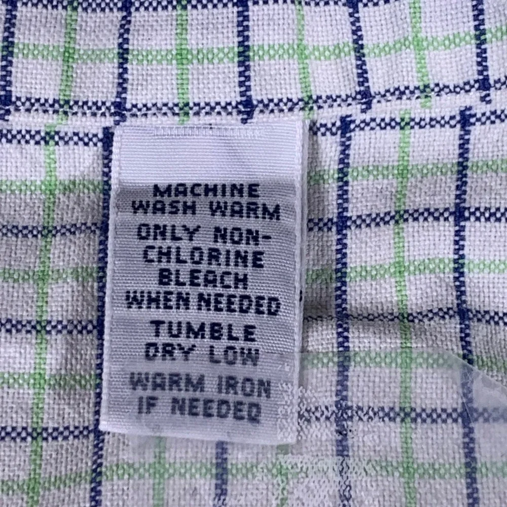 Ralph Lauren Classic Fit Mens Large Green Blue Check‎ Cotton Button Down Shirt